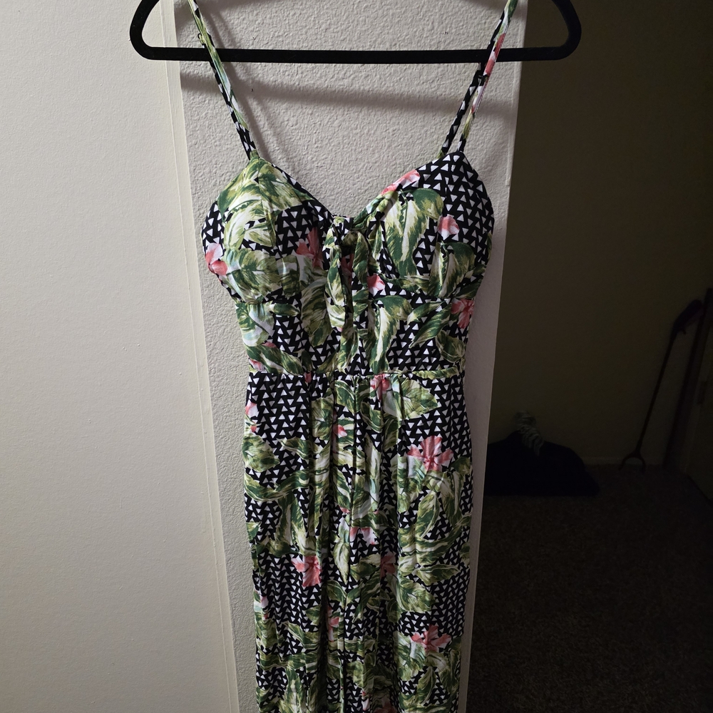 AUW Floral and Geometric Print Jumpsuit